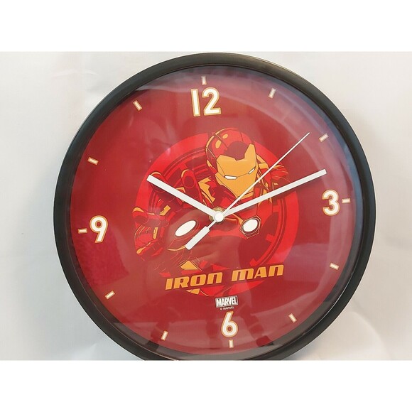 New Marvel Ironman 10" Round Wall Clock Horloge Miniso Black rim NIB - Picture 2 of 8